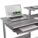 Bureau de Travail Informatique Complet Gris : Avec Tiroir, Cadre en Acier, Surface en MDF