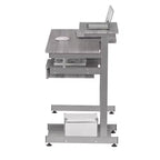 Bureau de Travail Informatique Complet Gris : Avec Tiroir, Cadre en Acier, Surface en MDF