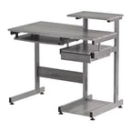 Bureau de Travail Informatique Complet Gris : Avec Tiroir, Cadre en Acier, Surface en MDF