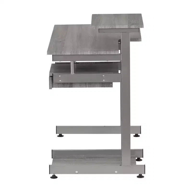 Bureau de Travail Informatique Complet Gris : Avec Tiroir, Cadre en Acier, Surface en MDF