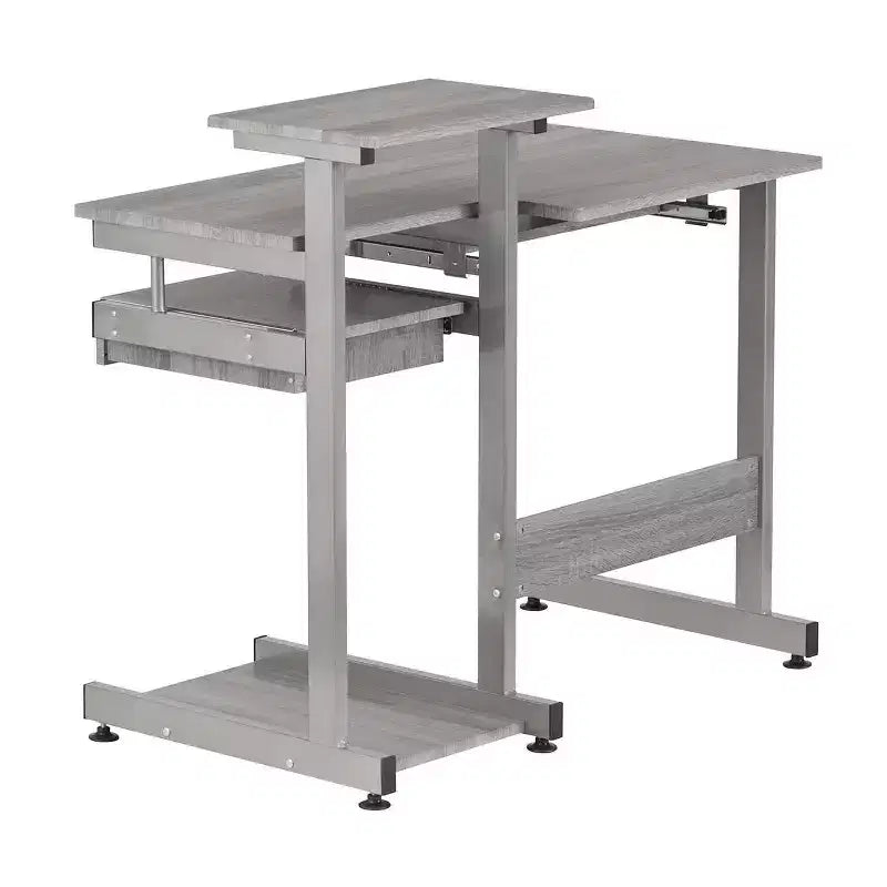 Bureau de Travail Informatique Complet Gris : Avec Tiroir, Cadre en Acier, Surface en MDF
