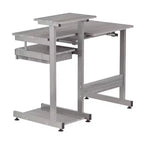 Bureau de Travail Informatique Complet Gris : Avec Tiroir, Cadre en Acier, Surface en MDF