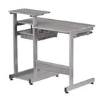 Bureau de Travail Informatique Complet Gris : Avec Tiroir, Cadre en Acier, Surface en MDF