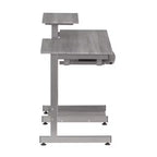 Bureau de Travail Informatique Complet Gris : Avec Tiroir, Cadre en Acier, Surface en MDF
