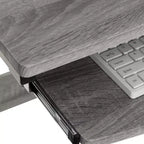 Bureau de Travail Informatique Complet Gris : Avec Tiroir, Cadre en Acier, Surface en MDF