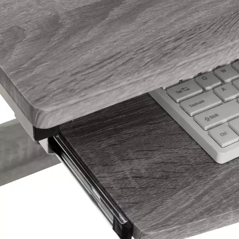Bureau de Travail Informatique Complet Gris : Avec Tiroir, Cadre en Acier, Surface en MDF
