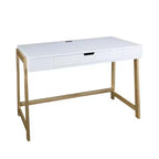 Neorustic Smart Desk with USB Ports White/Natural - Flora Home: Hardwood Construction, Easy Assembly