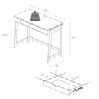 Bureau intelligent Néorustique avec ports USB Blanc/Naturel : Construction en bois dur, assemblage facile