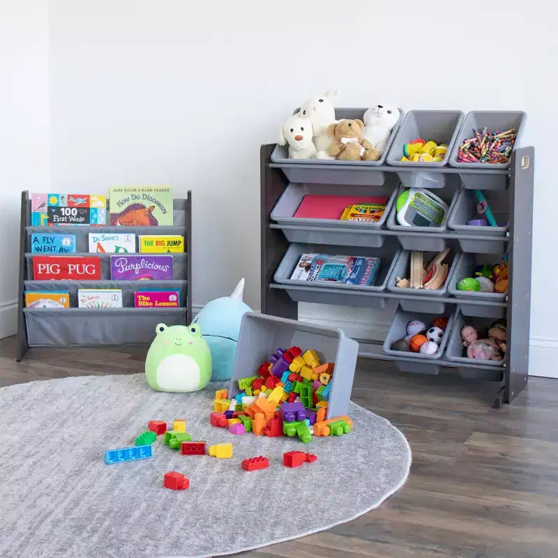 Organisateur de jouets Sumatra avec bacs de rangement Expresso/Gris