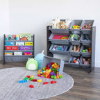 Organisateur de jouets Sumatra avec bacs de rangement Expresso/Gris