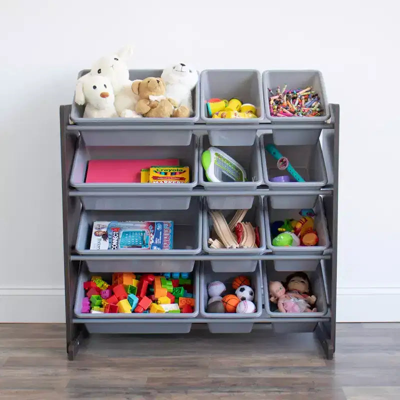 Organisateur de jouets Sumatra avec bacs de rangement Expresso/Gris