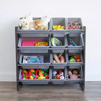 Organisateur de jouets Sumatra avec bacs de rangement Expresso/Gris