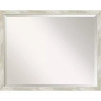Crackled Narrow Framed Bathroom Vanity Wall Mirror Metallic - Amanti Art