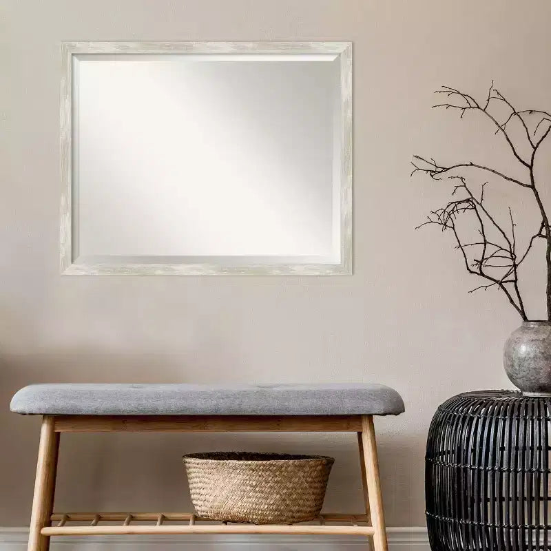 Miroir mural de salle de bain à cadre étroit craquelé et métallique