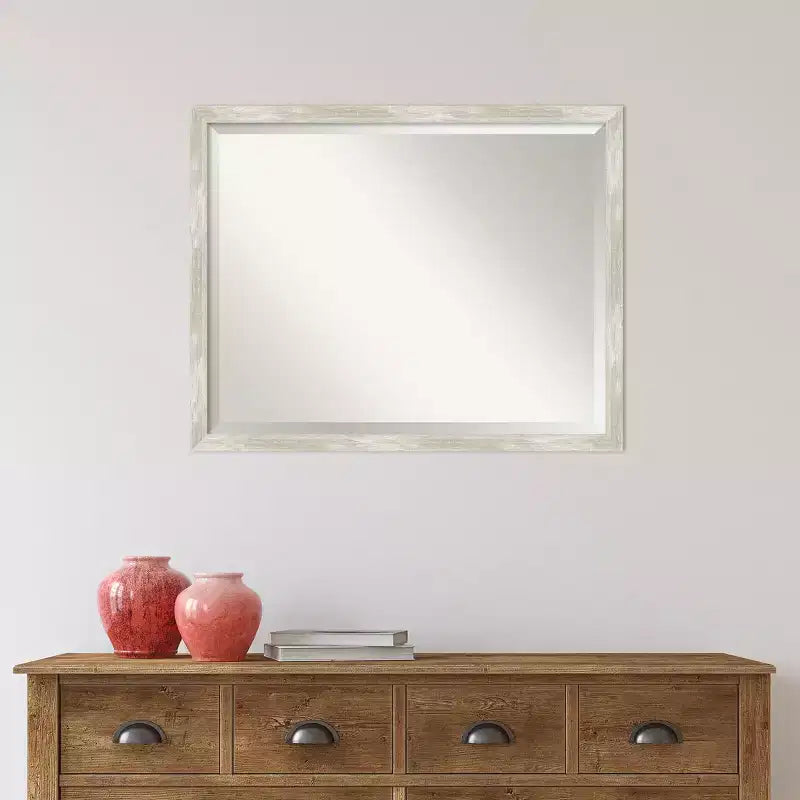 Miroir mural de salle de bain à cadre étroit craquelé et métallique