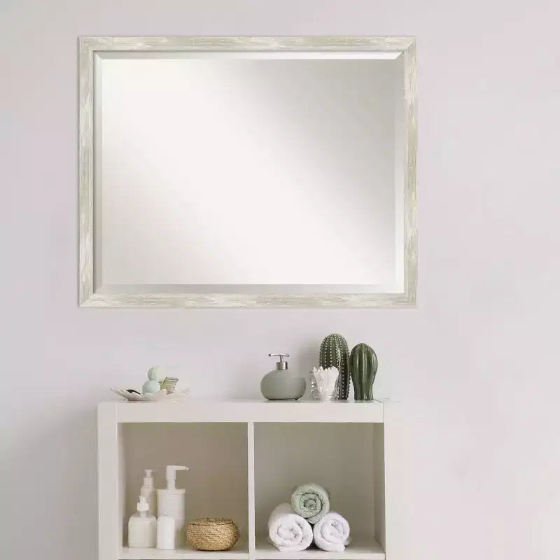 Miroir mural de salle de bain à cadre étroit craquelé et métallique