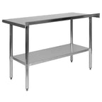 Table de préparation et de travail en acier inoxydable de calibre 18 avec dosseret et tablette, NSF