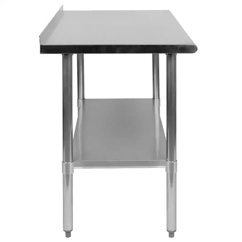Table de préparation et de travail en acier inoxydable de calibre 18 avec dosseret et tablette, NSF