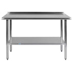 Table de préparation et de travail en acier inoxydable de calibre 18 avec dosseret et tablette, NSF