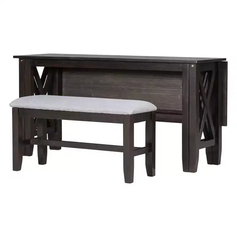 Table de salle à manger pliable 6 places avec 4 chaises et un banc