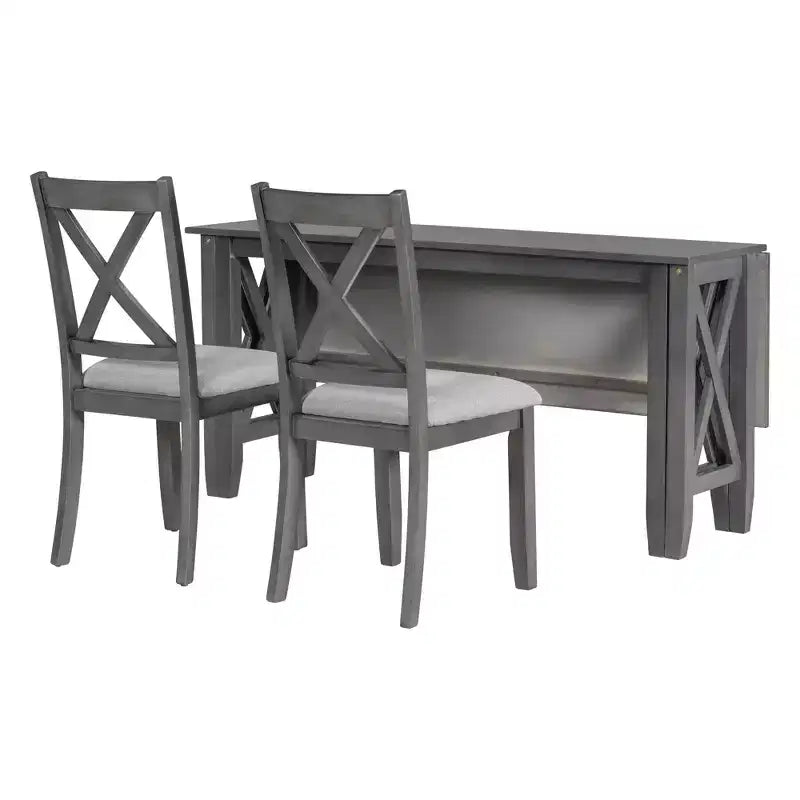 Table de salle à manger pliable 6 places avec 4 chaises et un banc