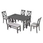 Table de salle à manger pliable 6 places avec 4 chaises et un banc