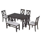 Table de salle à manger pliable 6 places avec 4 chaises et un banc