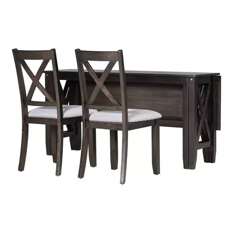Table de salle à manger pliable 6 places avec 4 chaises et un banc